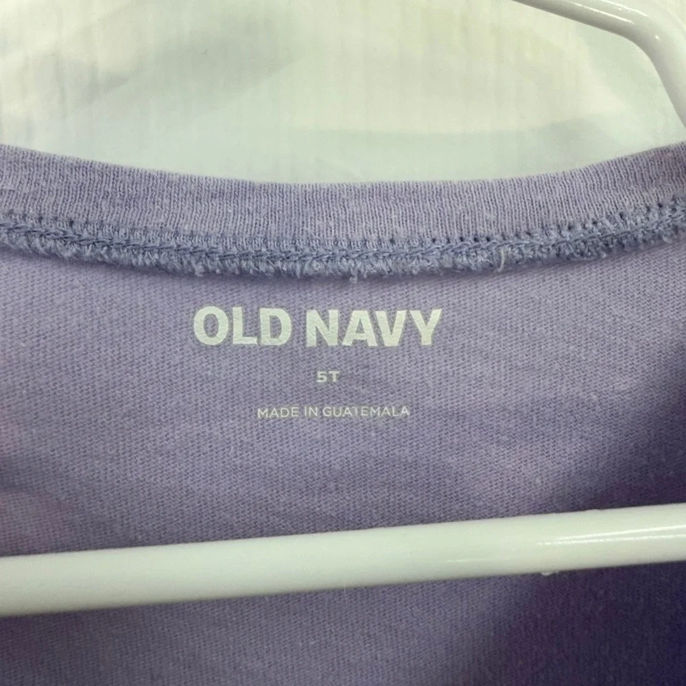 Old Navy girl's purple long sleeve decal 100% cotton casual tshirt play shirt 5T